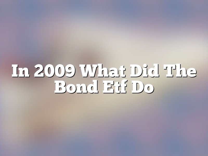 In 2009 What Did The Bond Etf Do