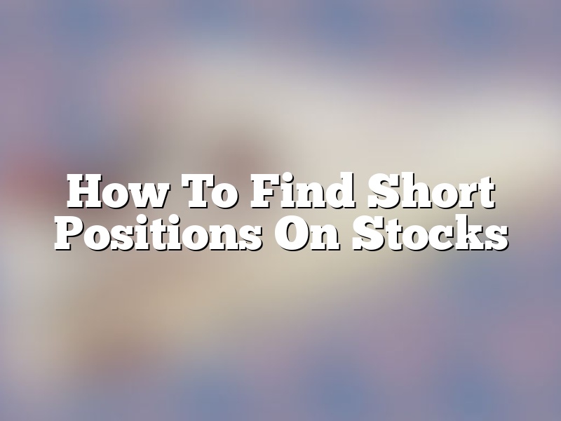 How To Find Short Positions On Stocks