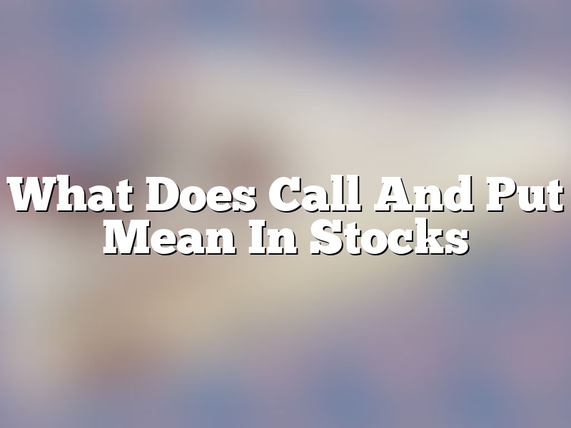 What Does Call And Put Mean In Stocks