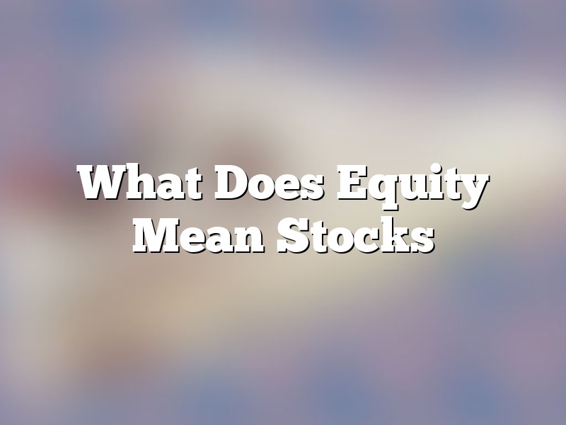 What Does Equity Mean Stocks