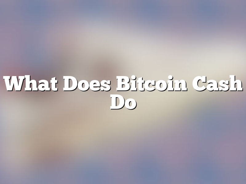 What Does Bitcoin Cash Do