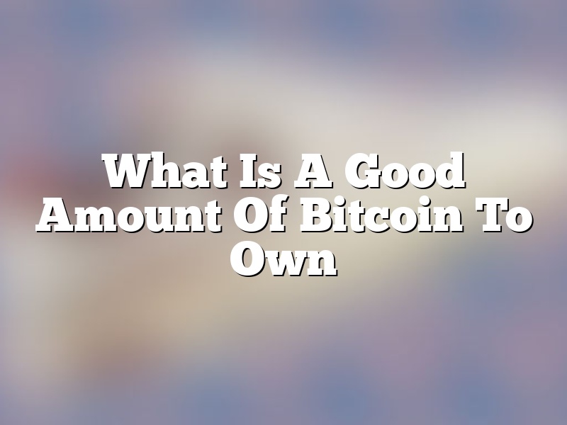 What Is A Good Amount Of Bitcoin To Own
