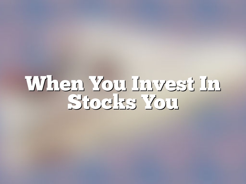 When You Invest In Stocks You