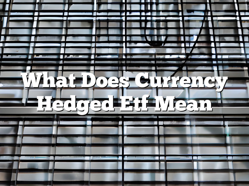 What Does Currency Hedged Etf Mean