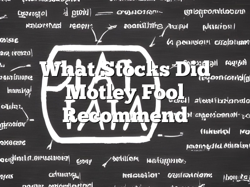 What Stocks Did Motley Fool Recommend